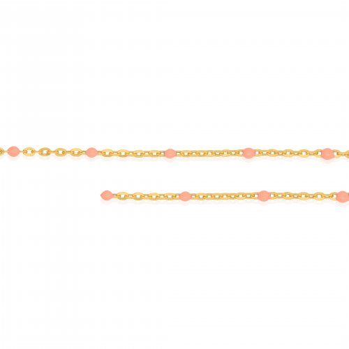 10K Yellow Gold Peach Enamel Bead by inch 1.3mm (PERM-ENPE-030-10)