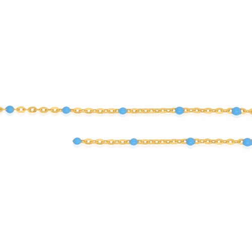 10K Yellow Gold Light Blue Enamel Bead by inch 1.3mm (PERM-ENLB-030-10)