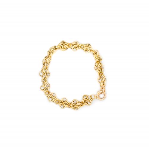 14K Yellow Gold Chunky Interlocking Rings Bracelet (GB-14-1004)