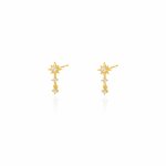 Sterling Silver CZ Sunburst Drop Studs Earrings (ST-1643)