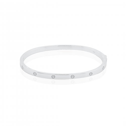 Sterling Silver Screw Pattern Bangle (IB-1107)