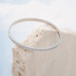 Sterling Silver CZ Pave Screw Pattern Bangle (IB-1108)