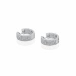 Sterling Silver CZ Pave Screw Pattern Stud Earrings (HUG-1125)