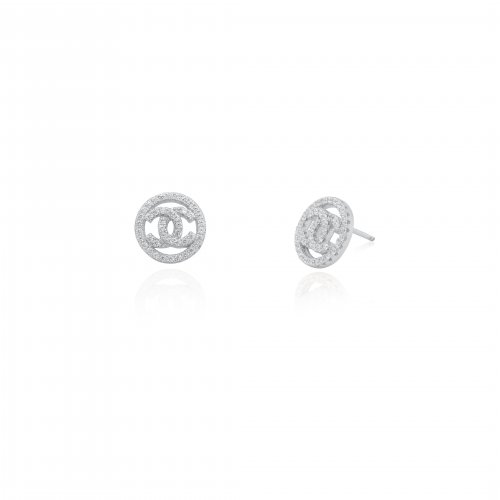 Sterling Silver Cḣanel Inspired Stud Earrings (ST-1646)