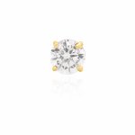 14K Yellow Gold 4mm Solitaire CZ Stud Flat Screwback Single Pierce (GE-14-1042)