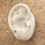 14K Yellow Gold Gradual CZ Stud Flat Screwback Single Pierce (GE-14-1043)