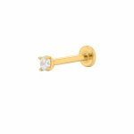 14K Yellow Gold 2mm CZ Stud Flat Screwback Single Pierce (GE-14-1046)