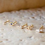 14K Yellow Gold Evil Eye Stud Flat Screwback Single Pierce  (GE-14-1048)