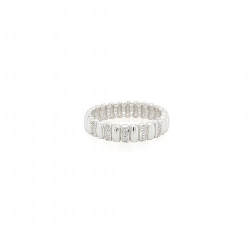 Sterling Silver Alternating CZ Bar Band Ring (R-1637)