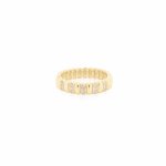 Sterling Silver Gold Vermeil Alternating CZ Bar Band Ring (R-1637-G)