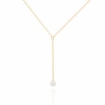 Sterling Silver Gold Vermeil Pearl Drop Necklace (N-1570)