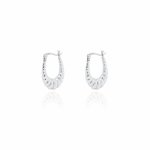 Sterling Silver Oval Bamboo Hoops Earrings (HP-1102)