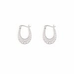 Sterling Silver Oval Bamboo Hoops Earrings (HP-1102)