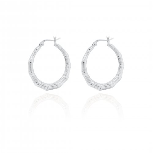 Sterling Silver Chunky Bamboo Hoops (HP-1103)