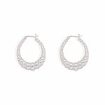 Sterling Silver Chunky Oval Bamboo Hoops Earrings (HP-1101)