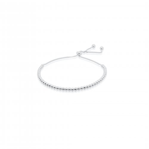 Sterling Silver Adjustable Beaded Box Chain Bracelet (BR-1425)