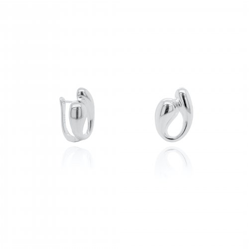 Sterling Silver Statement Swirl Dome Huggies Earrings (HUG-1121)