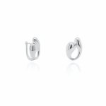 Sterling Silver Statement Swirl Dome Huggies Earrings (HUG-1121)