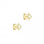 Sterling Silver Gold Vermeil Mini Starburst Opal Studs (ST-1611)