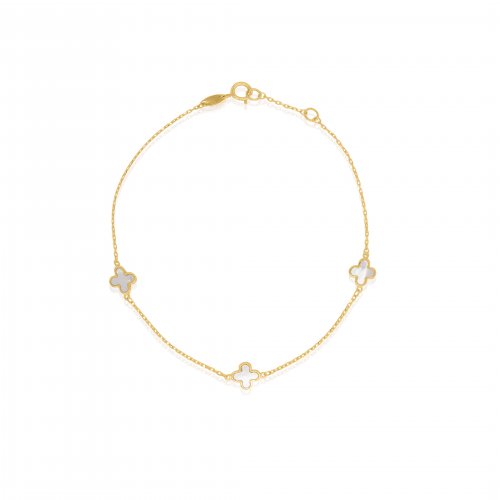 10K Yellow Gold MOP Clovers Bracelet (GB-10-1123)