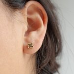 10K Yellow Gold Clover Stud Earrings (GE-10-1116)