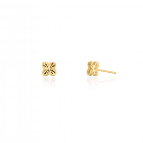 10K Yellow Gold Clover Stud Earrings (GE-10-1116)