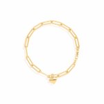 10K Yellow Gold Heart Drop Paperclip Bracelet (GB-10-1125)