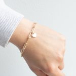 10K Yellow Gold Heart Drop Paperclip Bracelet (GB-10-1125)