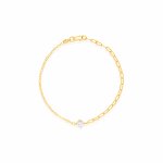 10K Yellow Gold CZ Paperclip & Rolo Bracelet (GB-10-1120)