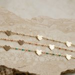 10K Yellow Gold Heart by the Yard Enamel Beads Bracelet (GB-10-1126)