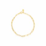 Sterling Silver Gold Vermeil CZ Paperclip Bracelet (BR-1427)