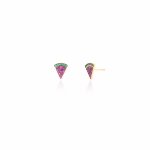 Sterling Silver Gold Vermeil Color CZ Watermelon Stud Earrings (ST-1648)