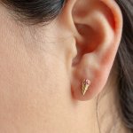 Sterling Silver Gold Vermeil Color CZ Ice Cream Stud Earrings (ST-1649)