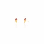 Sterling Silver Gold Vermeil Color CZ Ice Cream Stud Earrings (ST-1649)