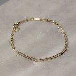 Sterling Silver Gold Vermeil CZ Paperclip Bracelet (BR-1427)