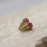 Sterling Silver Gold Vermeil Color CZ Ice Cream Stud Earrings (ST-1649)