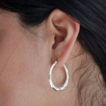 Sterling Silver Chunky Bamboo Hoops (HP-1103)