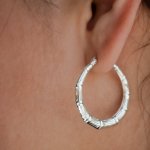 Sterling Silver Chunky Bamboo Hoops (HP-1103)