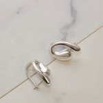 Sterling Silver Statement Swirl Dome Huggies Earrings (HUG-1121)