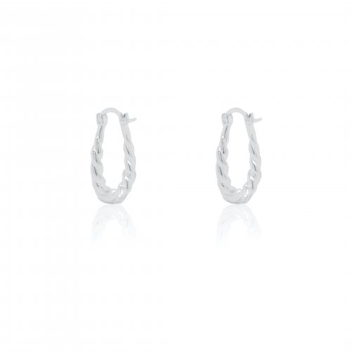 Sterling Silver Twisted Rope U shaped Huggies Earrings (HUG-1123)