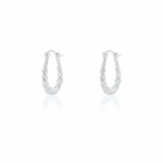 Sterling Silver Twisted Rope U shaped Huggies Earrings (HUG-1123)