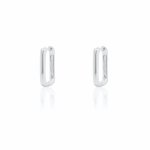 Sterling Silver Paperclip Huggies Earrings (HUG-1124)