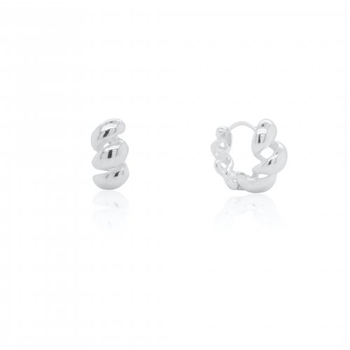 Sterling Silver Chunky Twisted Huggies Earrings (HUG-1122)