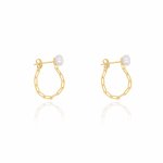 Sterling Silver Gold Vermeil Pearl Chain Earrings (ER-1372)