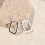 Sterling Silver Paperclip Huggies Earrings (HUG-1124)