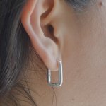 Sterling Silver Paperclip Huggies Earrings (HUG-1124)