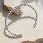 Sterling Silver Twisted Rope Open Bangle (IB-1105)