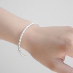 Sterling Silver Twisted Rope Open Bangle (IB-1105)