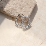 Sterling Silver Twisted Rope U shaped Huggies Earrings (HUG-1123)