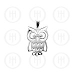 Silver Plain Owl CZ Pendant (P-1054)